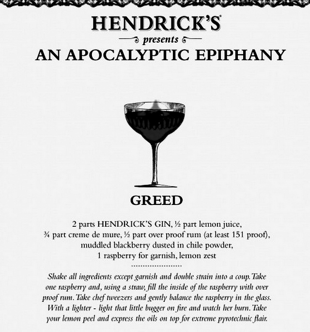 Hendrick's Gin, Greed Cocktail