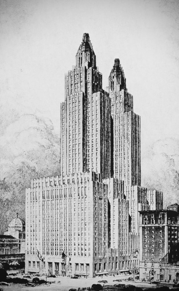 Waldorf Astoria Hotel, Park Avenue, New York City line drawing