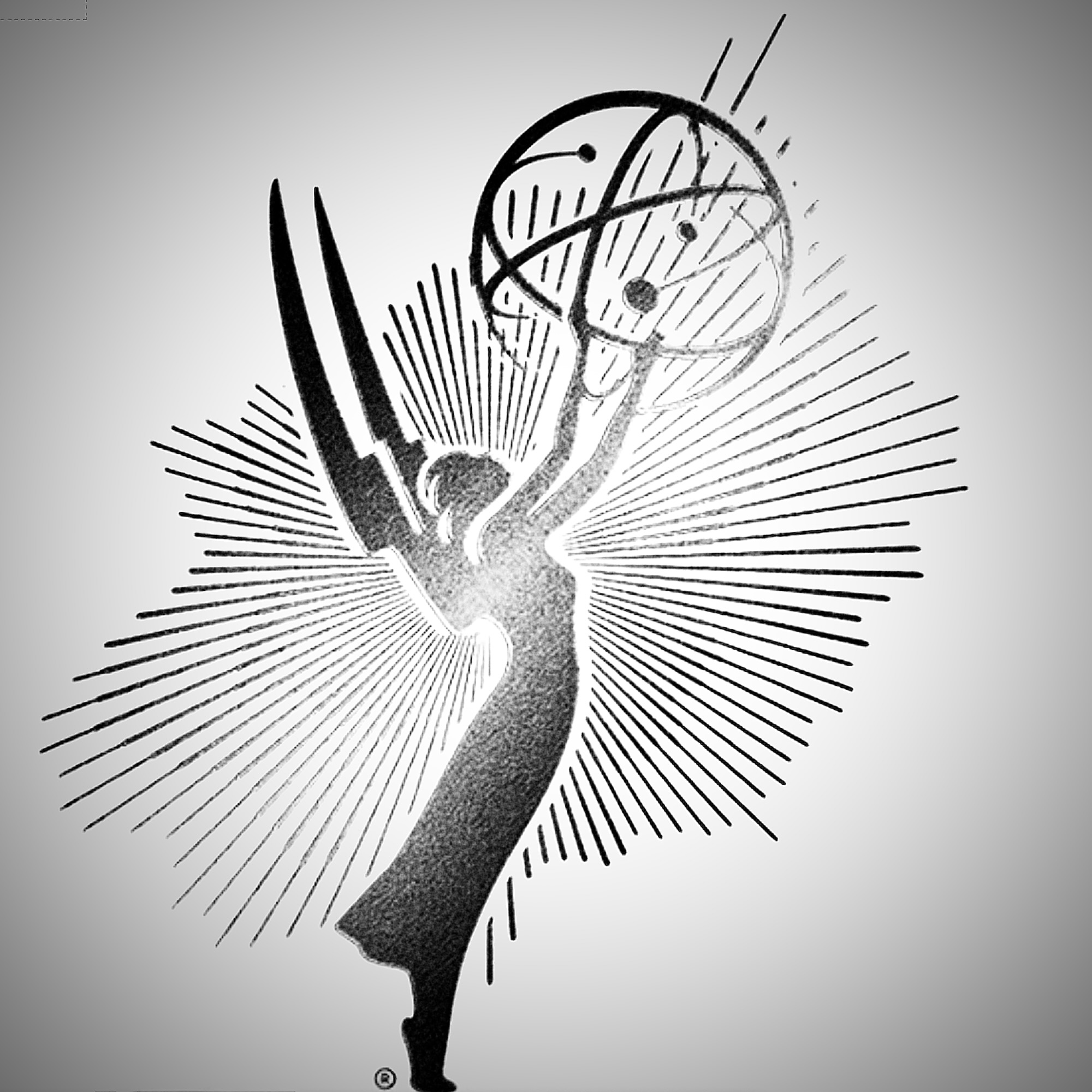 Graphic of EMMY Awards statuette, stylized. @EMMYS & Television Academy.